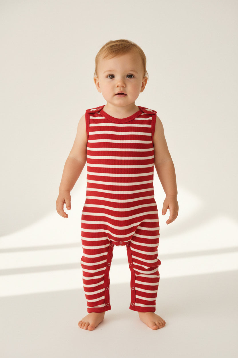 Green Striped Baby Full Jumpsuits